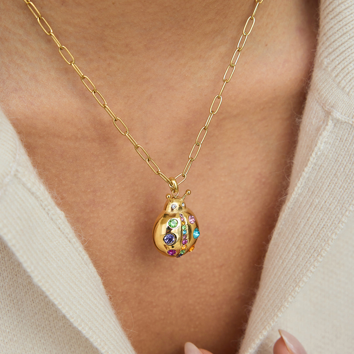 Color Ladybug Necklace