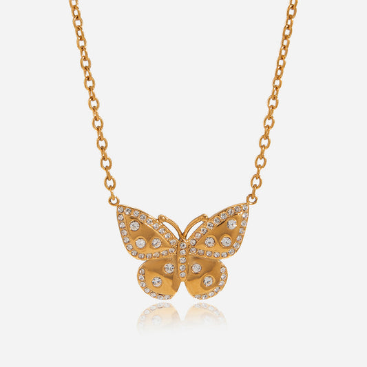 Rhinestone Butterfly Necklace