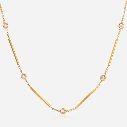 Jingqiao European and American cross-border stainless steel 18k gold geometric necklace, niche design, zircon in-style high-end necklace