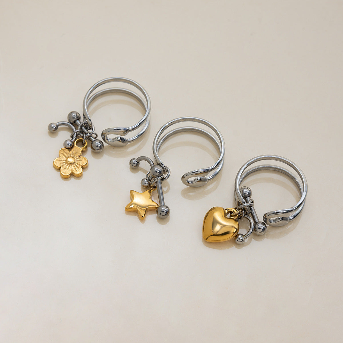 Piercing Gold And Silver Ring