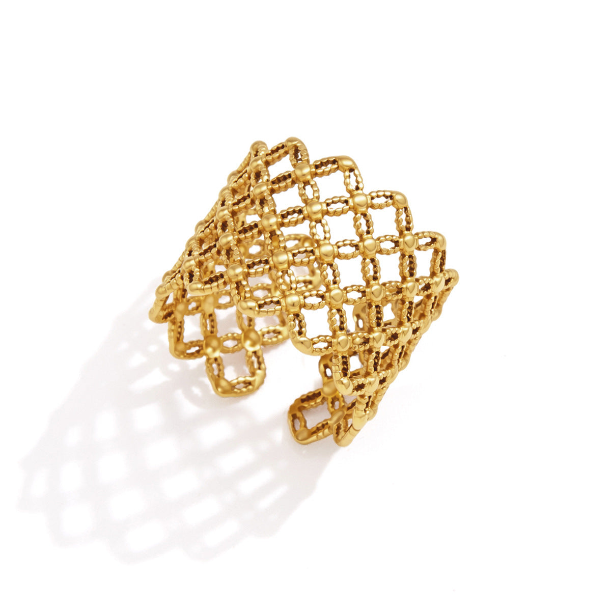 Jingqiao Hollow Open Ring, Niche High-End Band, Titanium Steel Fading Jewelry, Women's Stainless Steel Cross-border Ring