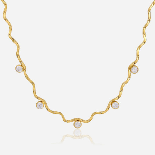 Jingqiao titanium steel zircon necklace accessories for women, colorless light luxury niche collarbone chain, stainless steel cross-border accessories wholesale