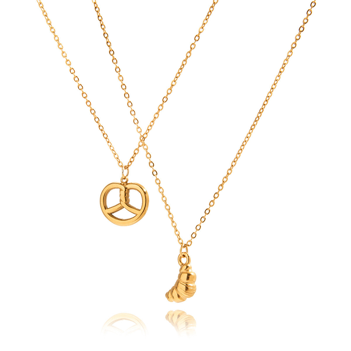 Jingqiao European and American titanium steel fading necklace for women, fun horn bag pendant necklace, light luxury niche design accessory for women