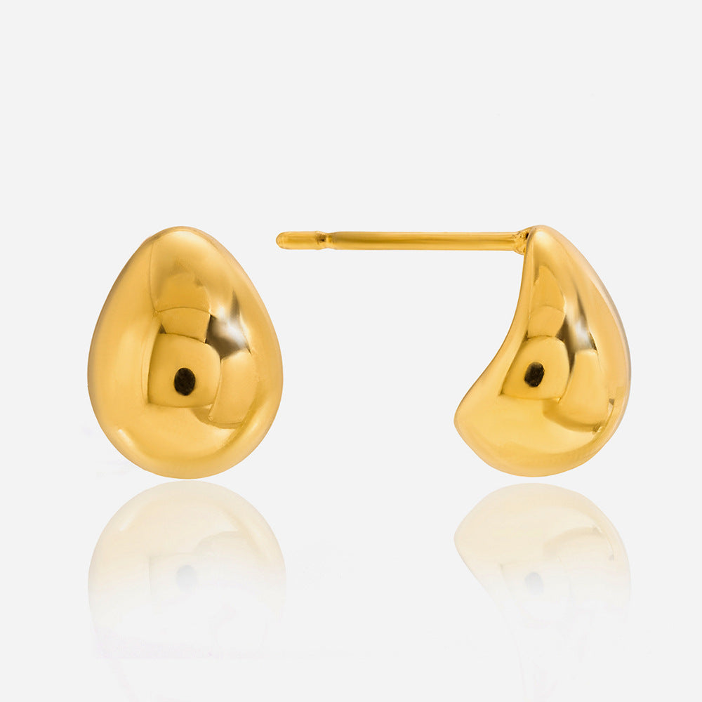 Jingqiao European and American stainless steel waterdrop earrings, 18k gold earrings that don't fade, titanium steel accessories, high-end cross-border feel