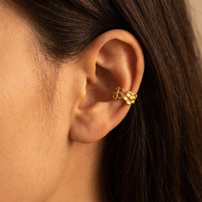 Jingqiao stainless steel floral ear clips for women, no piercings, earrings with design style, titanium steel that doesn't fade your look