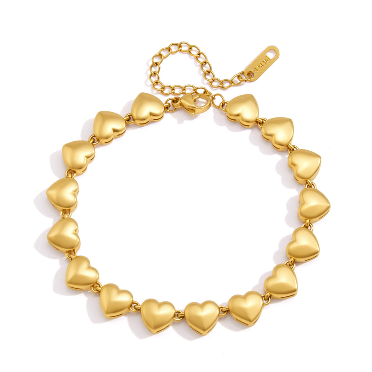 Jingqiao European and American stainless steel heart bracelet, light luxury niche hand accessory, high-end layered cross-border popular accessories, wholesale