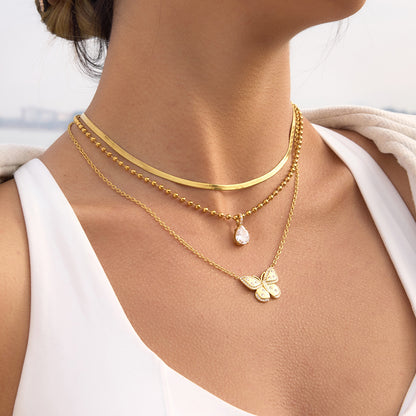 Rhinestone Butterfly Necklace