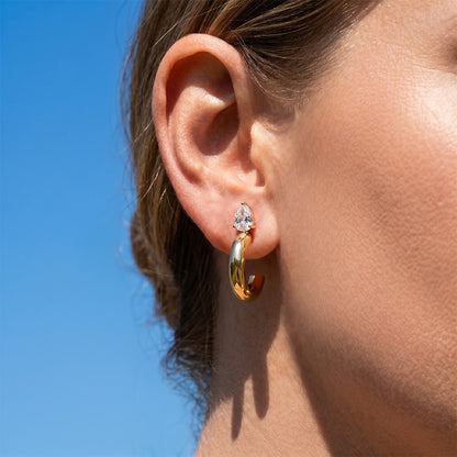Jingqiao titanium steel zircon C-shaped earrings niche high-end earrings with fading stainless steel accessories for women's cross-border products