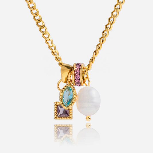 Jingqiao European and American zircon diamond ring necklace accessories for women, stainless steel jewelry, light luxury high-end cross-border accessories, niche designs