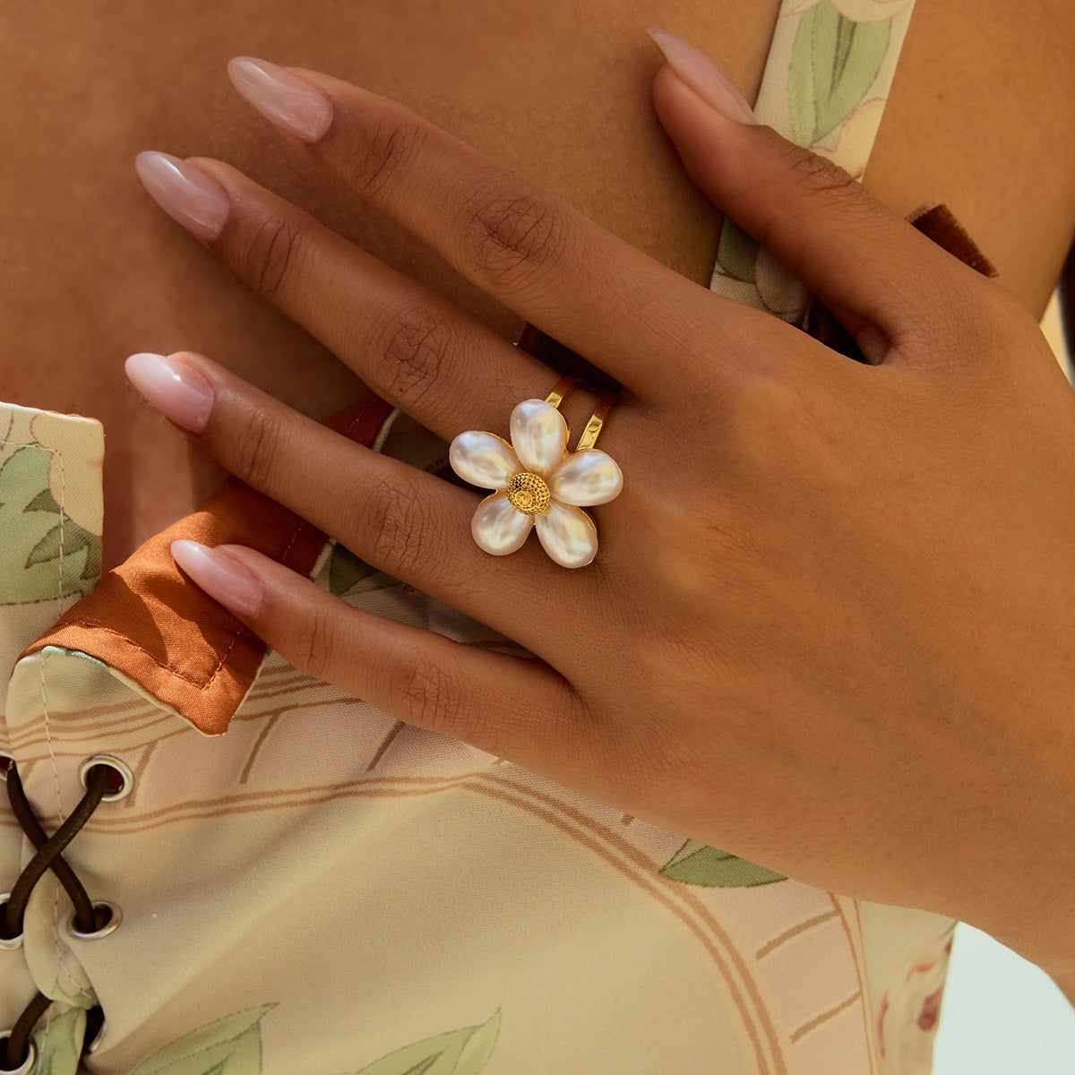 Pearl Petal Ring, Earrings