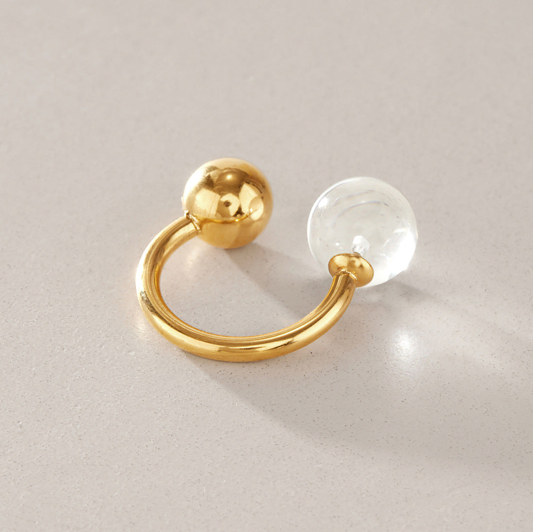 Jingqiao Cross-border Stainless Steel Ring, Niche and High-End 2026 New Resin Sphere Open Jewelry Stylish Charm