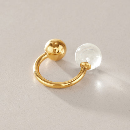 Jingqiao Cross-border Stainless Steel Ring, Niche and High-End 2026 New Resin Sphere Open Jewelry Stylish Charm