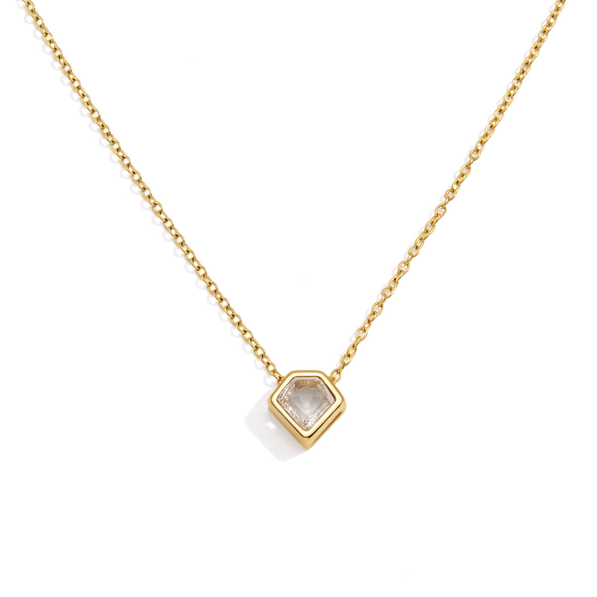 Jingqiao titanium steel necklace, light luxury niche collarbone chain zircon pendant, O-shaped stainless steel necklace for women, European and American cross-border accessories