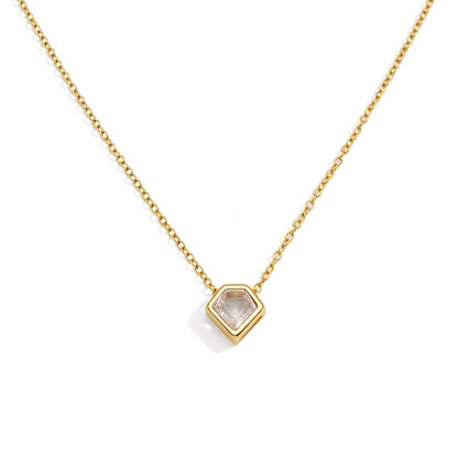 Jingqiao titanium steel necklace, light luxury niche collarbone chain zircon pendant, O-shaped stainless steel necklace for women, European and American cross-border accessories