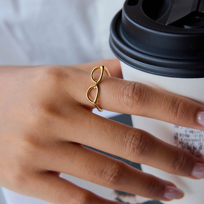 Quiet design vacation style 18K gold stainless steel sunglasses adjustable stainless steel opening ring jewelry wholesale