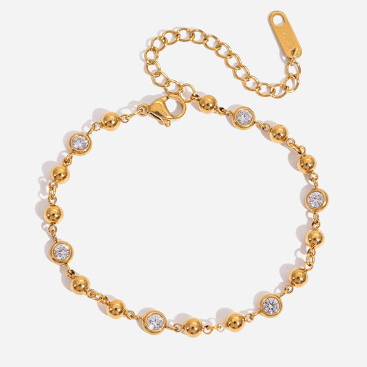 Jingqiao European and American Unique Round Zircon Stainless Steel Bracelet, Versatile Fashion Goddess Gift, Cross-border Accessories Wholesale