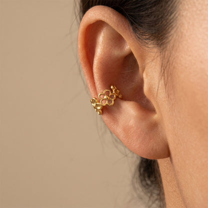 Jingqiao stainless steel floral ear clips for women, no piercings, earrings with design style, titanium steel that doesn't fade your look