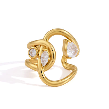Jingqiao zircon ring, niche high-end feel, titanium steel color-resistant hand ornaments, INS women's stainless steel cross-border jewelry wholesale