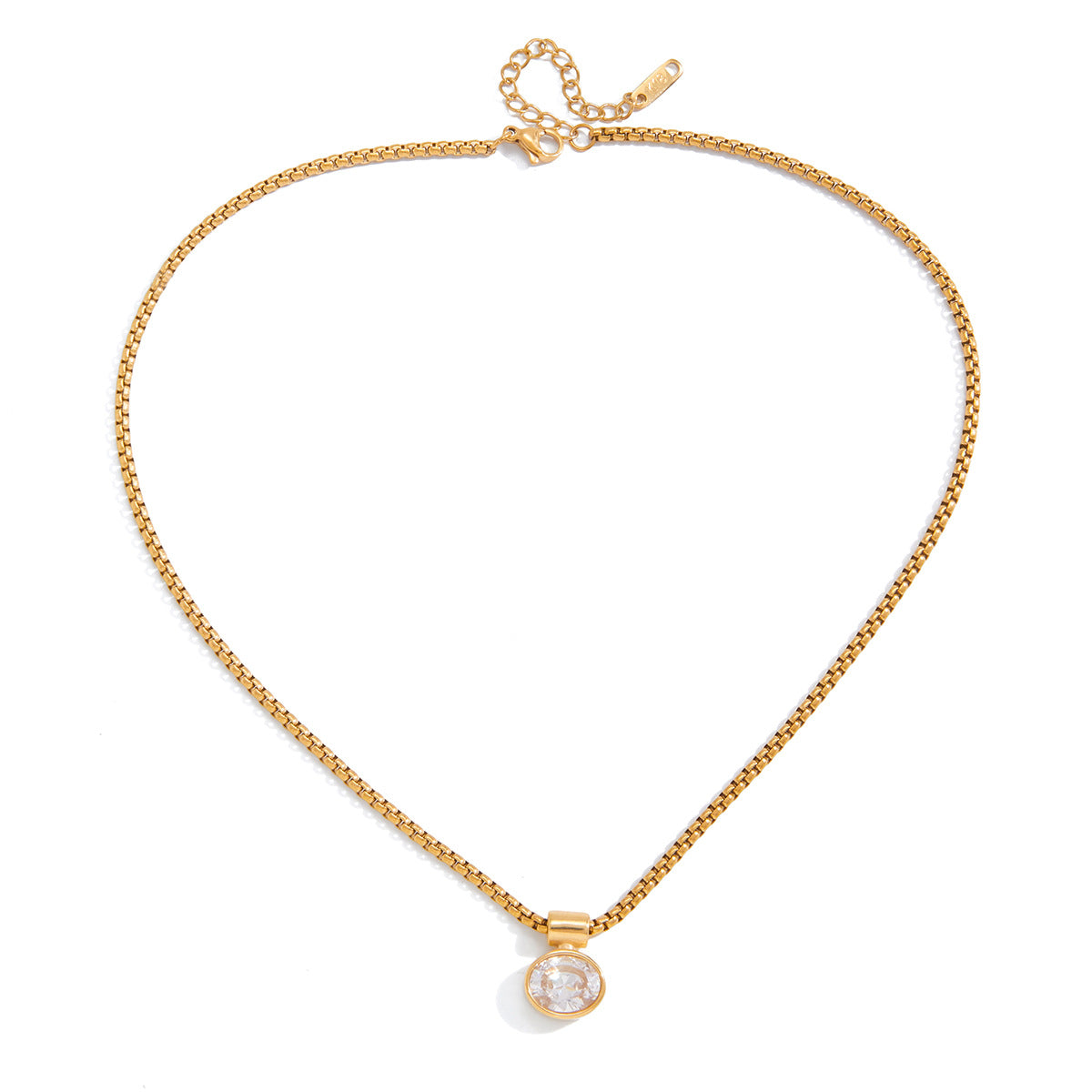 Jingqiao Classic Style 18K Stainless Steel Egg-Shaped Zircon Pendant Necklace for Women, High-End Cross-border Accessory, Niche Design