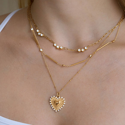 Jingqiao European and American cross-border stainless steel 18k gold geometric necklace, niche design, zircon in-style high-end necklace