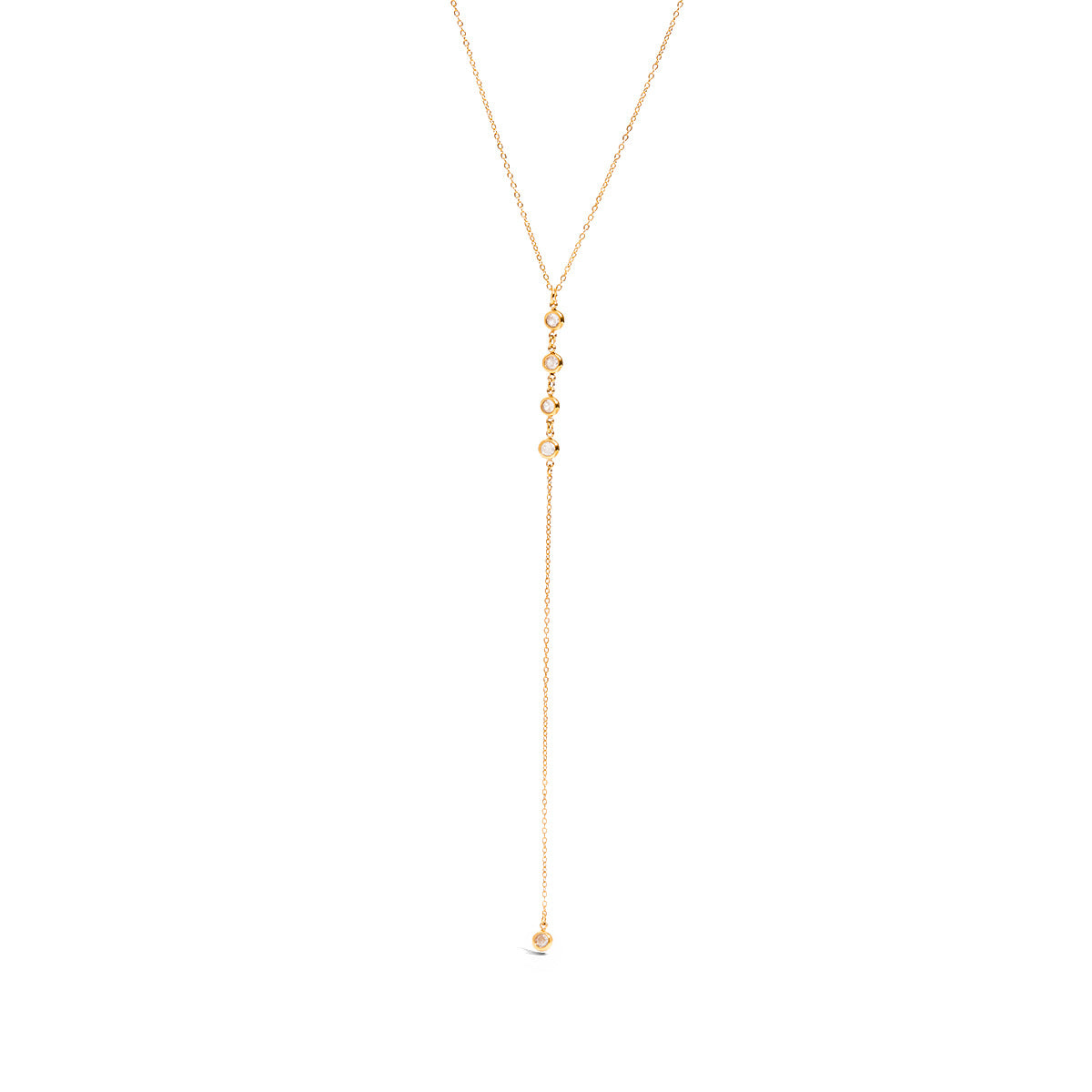 Quiet design modern minimalist 18K gold stainless steel white zircon pendant Y-link stainless steel jewelry wholesale