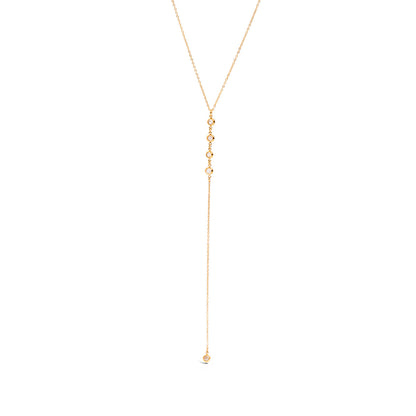 Quiet design modern minimalist 18K gold stainless steel white zircon pendant Y-link stainless steel jewelry wholesale