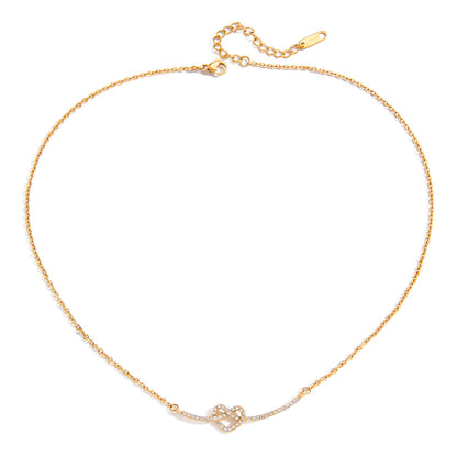 Jingqiao Classic Style 18K Gold Stainless Steel White Diamond Heart Knot Smiley Face Necklace Accessory Women's Jewelry Cross-border Accessory
