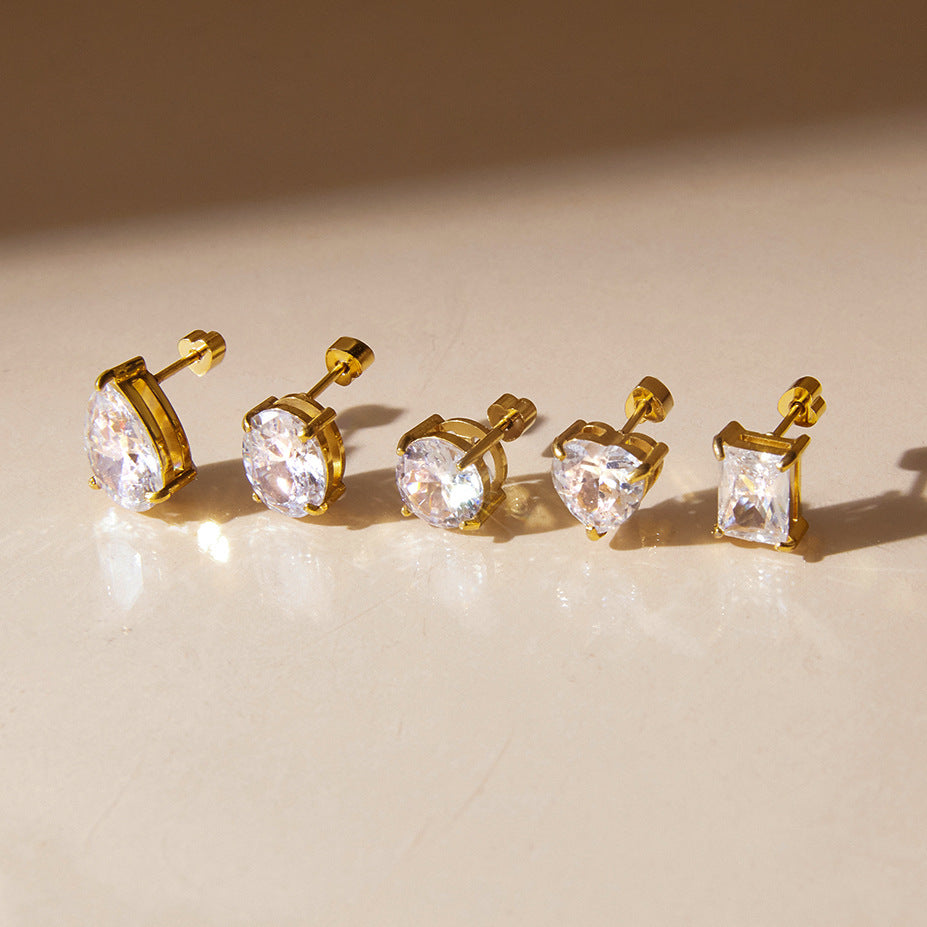 White Gold Stud Earrings