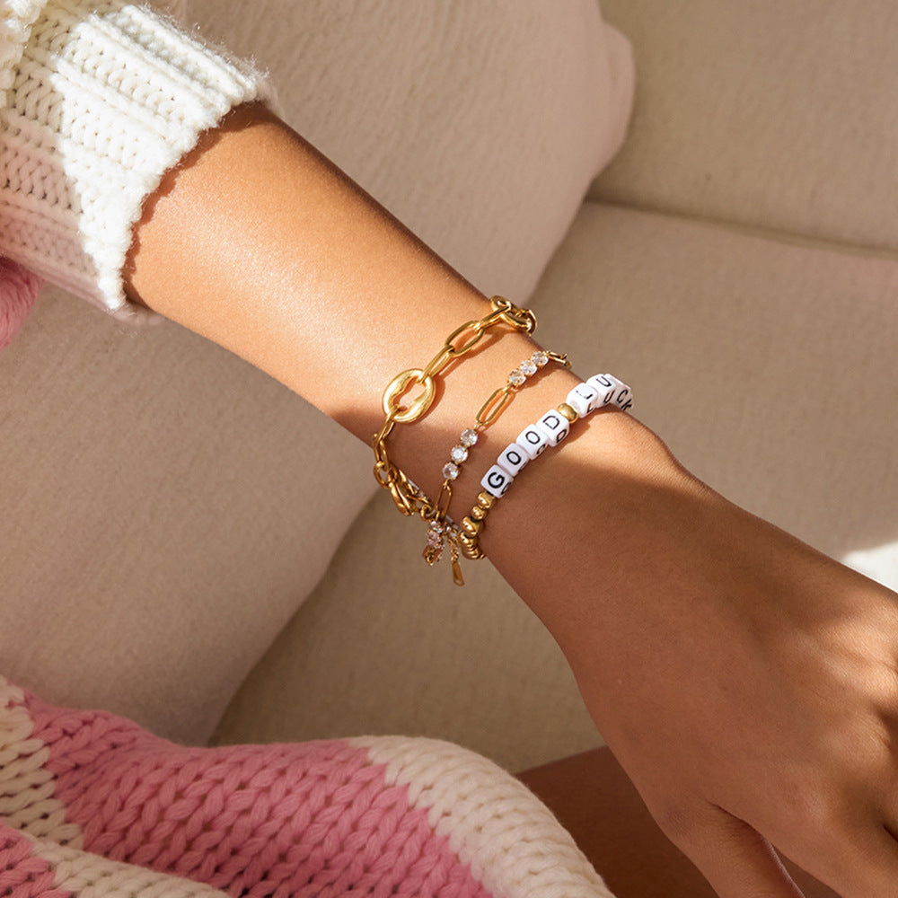Jingqiao Design Sense - Modern Minimalist 18K Gold Stainless Steel O-Shaped Basic Chain Stainless Steel Bracelet Jewelry Wholesale