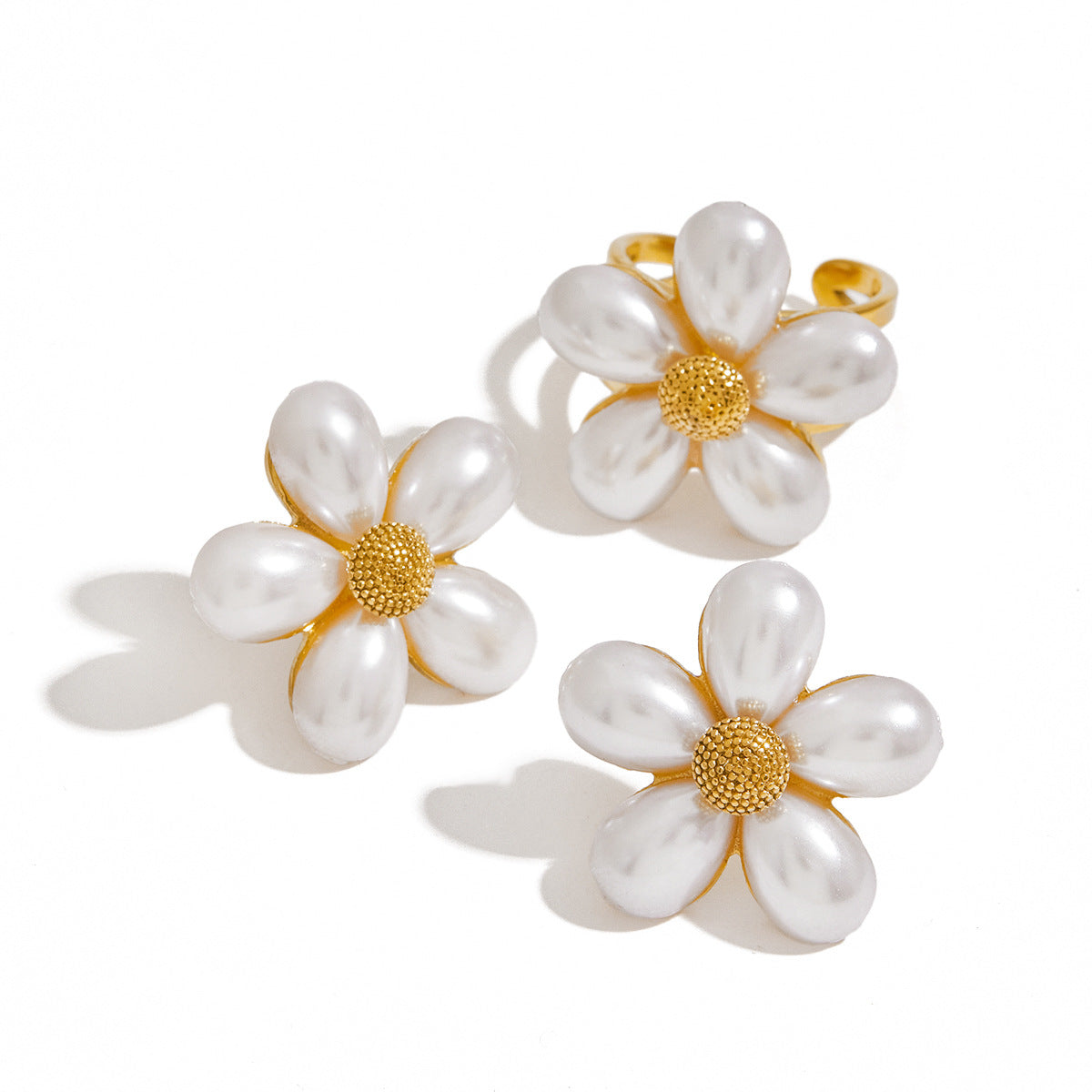 Pearl Petal Ring, Earrings