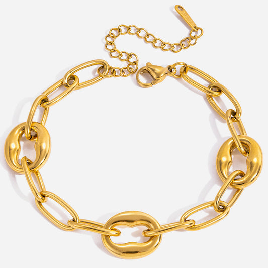 Jingqiao Design Sense - Modern Minimalist 18K Gold Stainless Steel O-Shaped Basic Chain Stainless Steel Bracelet Jewelry Wholesale