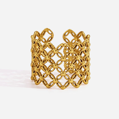 Jingqiao Hollow Open Ring, Niche High-End Band, Titanium Steel Fading Jewelry, Women's Stainless Steel Cross-border Ring
