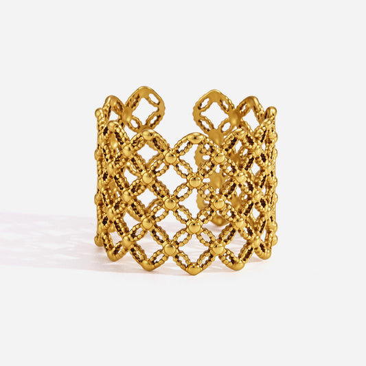 Jingqiao Hollow Open Ring, Niche High-End Band, Titanium Steel Fading Jewelry, Women's Stainless Steel Cross-border Ring