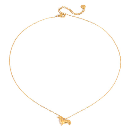 Quiet and sweet style stainless steel cute dog necklace accessories women's sweater chain light luxury luxury cross-border jewelry design