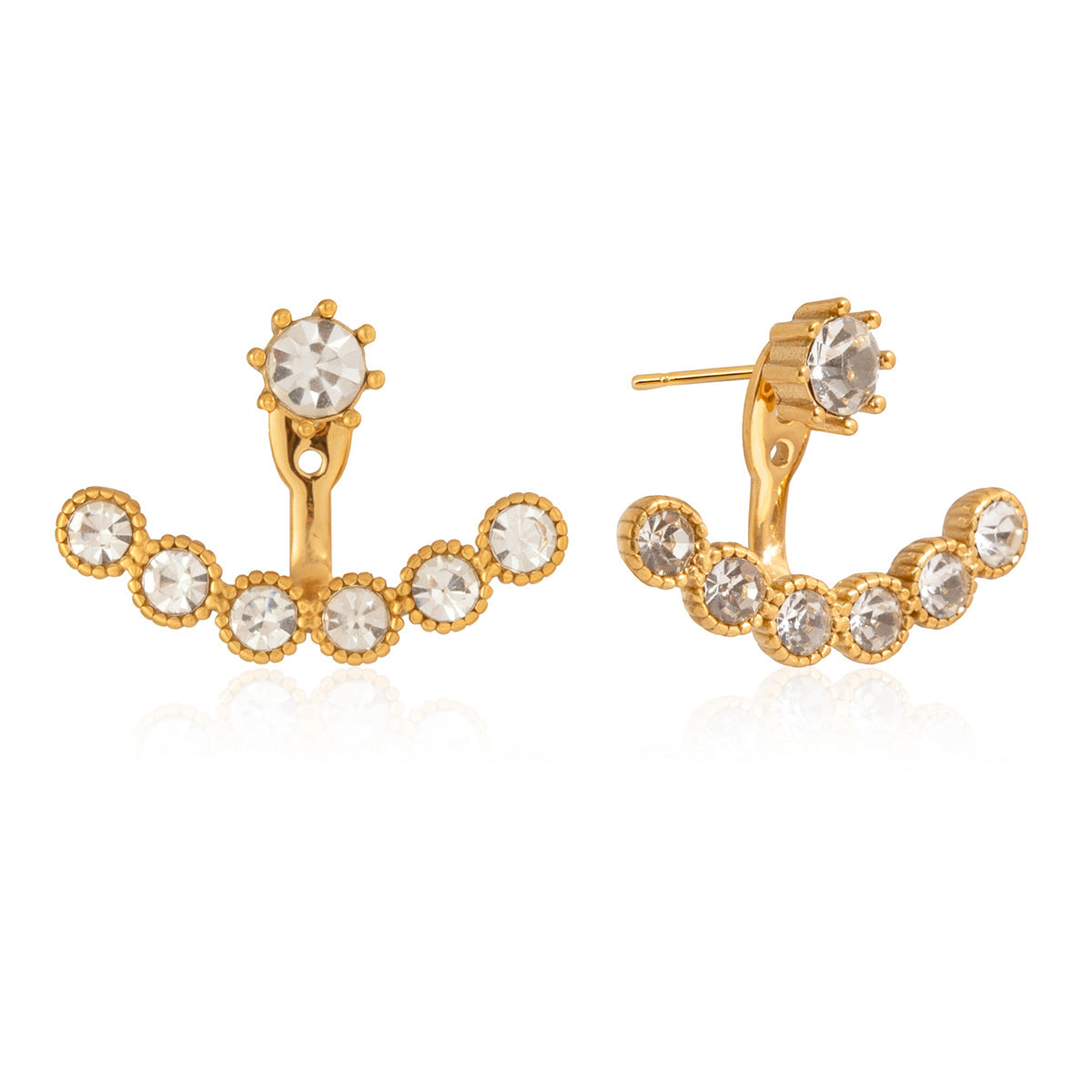 Jingqiao 18K gold 316 stainless steel rhinestone earrings, light luxury and high-end design, niche cross-border women's accessories