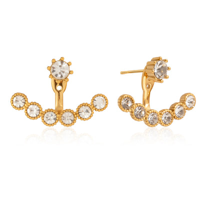 Jingqiao 18K gold 316 stainless steel rhinestone earrings, light luxury and high-end design, niche cross-border women's accessories