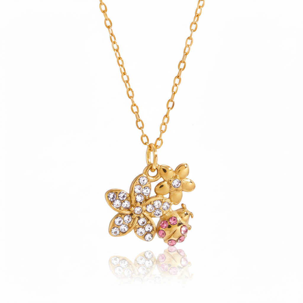 Ladybug Flower Necklace